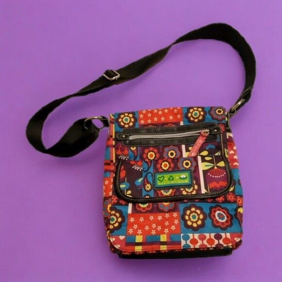 Lily Bloom Handbags - Lily Bloom Crossbody Messenger Bag Purse Bright Floral  10"x9"x2" Paisley